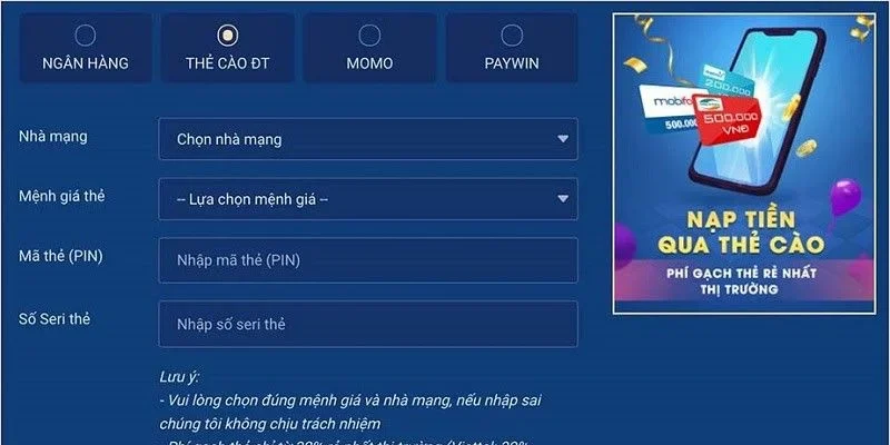 Đa dạng hình thức nạp - rút tạo sự thuận tiện bậc nhất cho hội viên